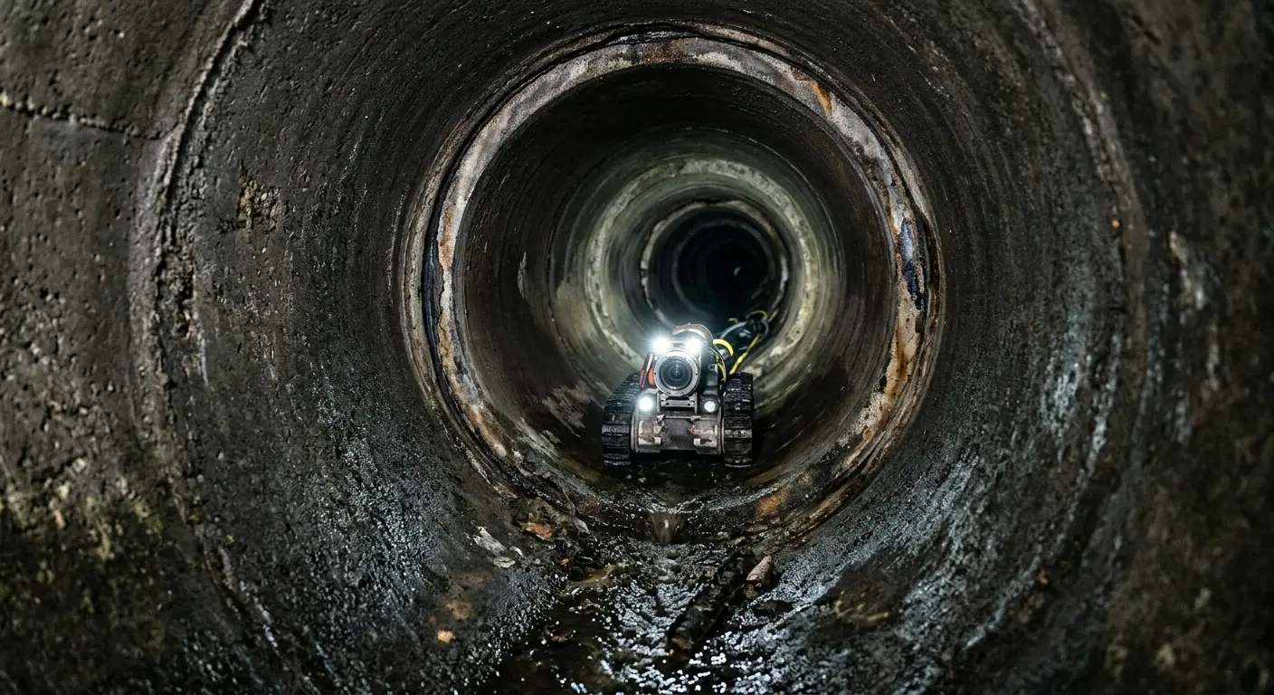 Robotic sewer camera inspecting pipe interior for Drain Snake Service in Moorefield